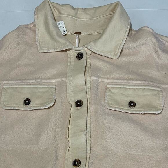 Free People‎ Oversized Ruby Sweetheart Fleece Shirt Jacket Distressed Size Small - Picture 13 of 16